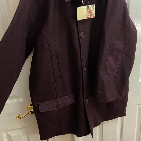 Plum Wool Jacket with Suede Collar and Detailing - Picture 3 of 6